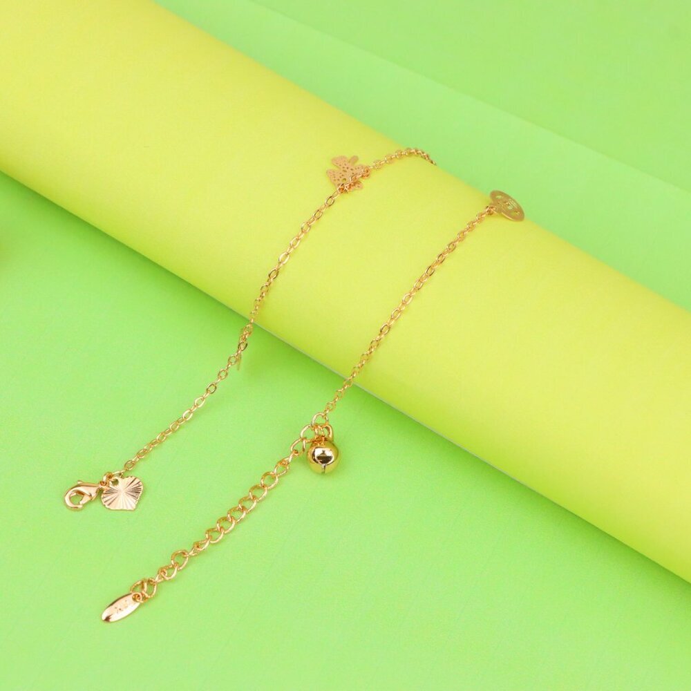 "Delicate Rose Gold Anklet with Lucky Charms & Adjustable Chain, XPAL1073 - Picture 5 of 12